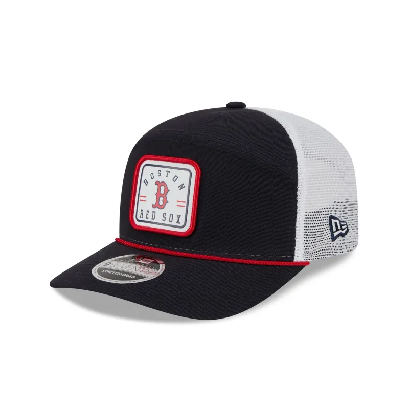 Boston Red Sox Square Patch Split Panel 9SEVENTY Trucker Hat made by New Era