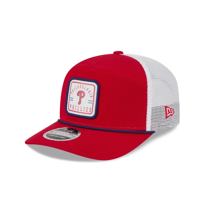 Philadelphia Phillies Square Patch Split Panel 9SEVENTY Trucker Hat sold by New Era