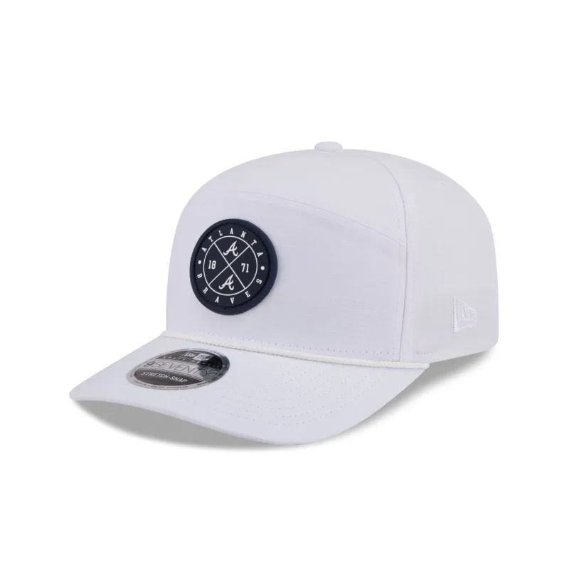 Atlanta Braves Circle Logo White Split Panel 9SEVENTY Stretch-Snap Hat sold by New Era