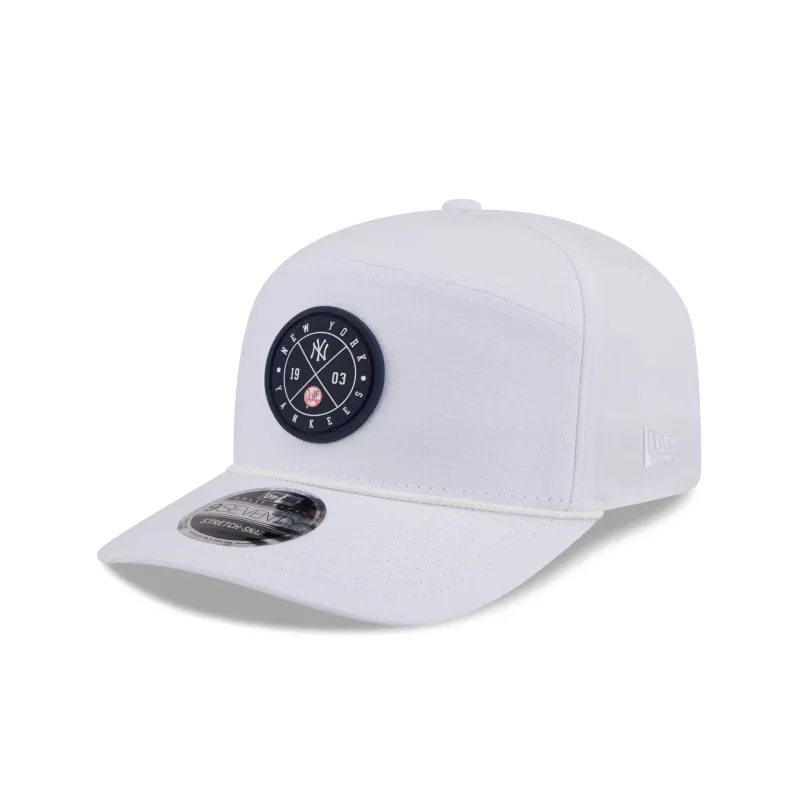 New York Yankees Circle Logo White Split Panel 9SEVENTY Stretch-Snap Hat sold by New Era