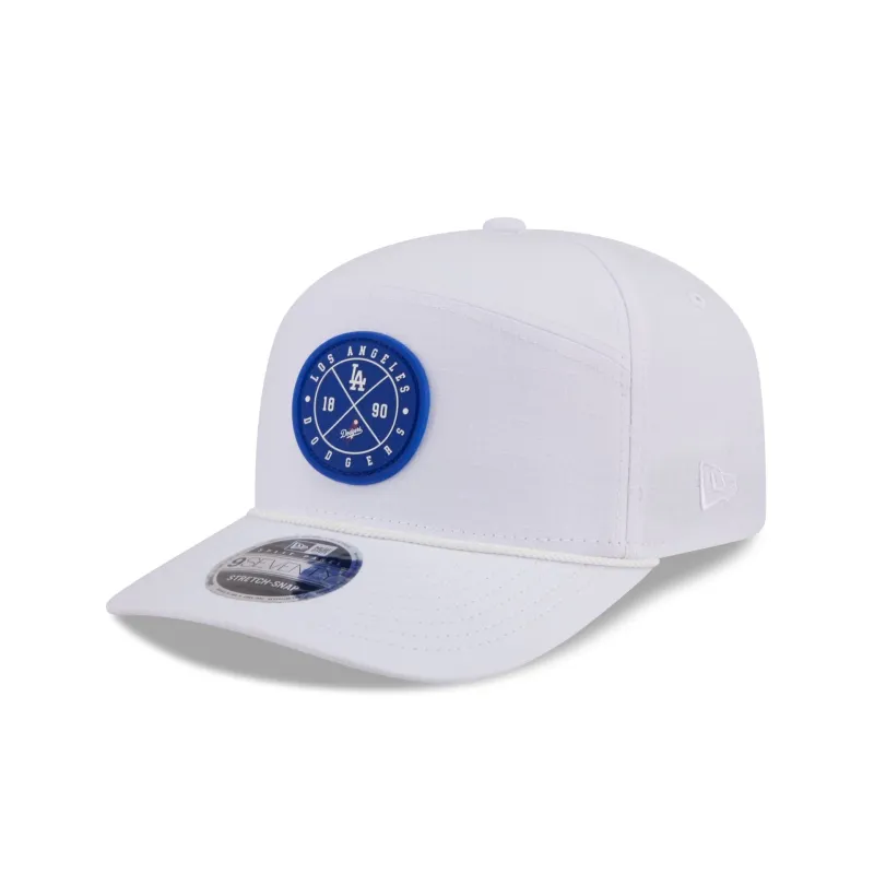 Los Angeles Dodgers Circle Logo White Split Panel 9SEVENTY Stretch-Snap Hat made by New Era