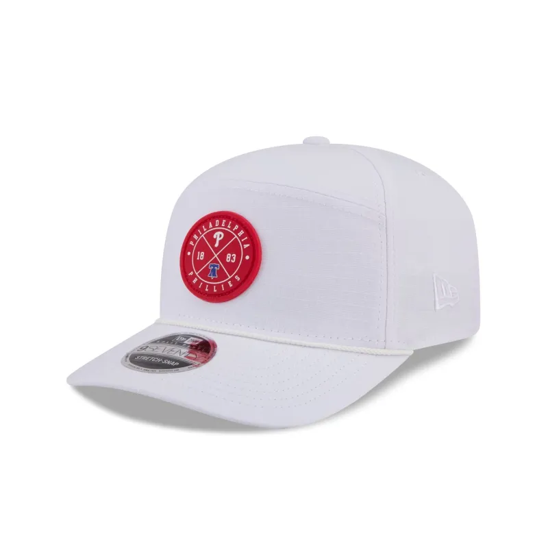 Philadelphia Phillies Circle Logo White Split Panel 9SEVENTY Stretch-Snap Hat sold by New Era
