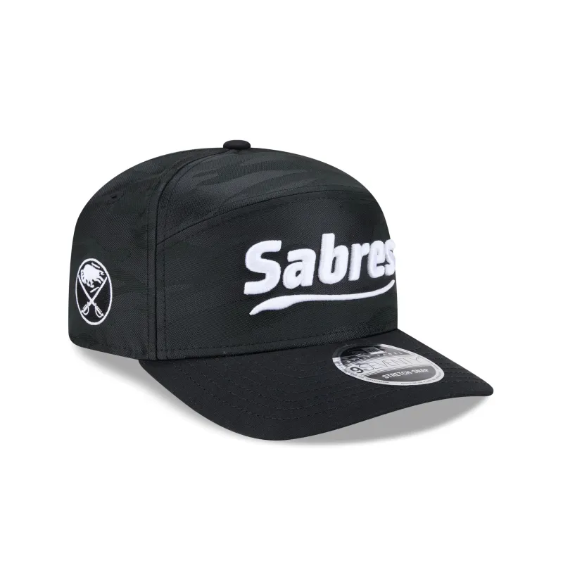 Buffalo Sabres Black Camo Split Panel 9SEVENTY Stretch-Snap Hat sold by New Era