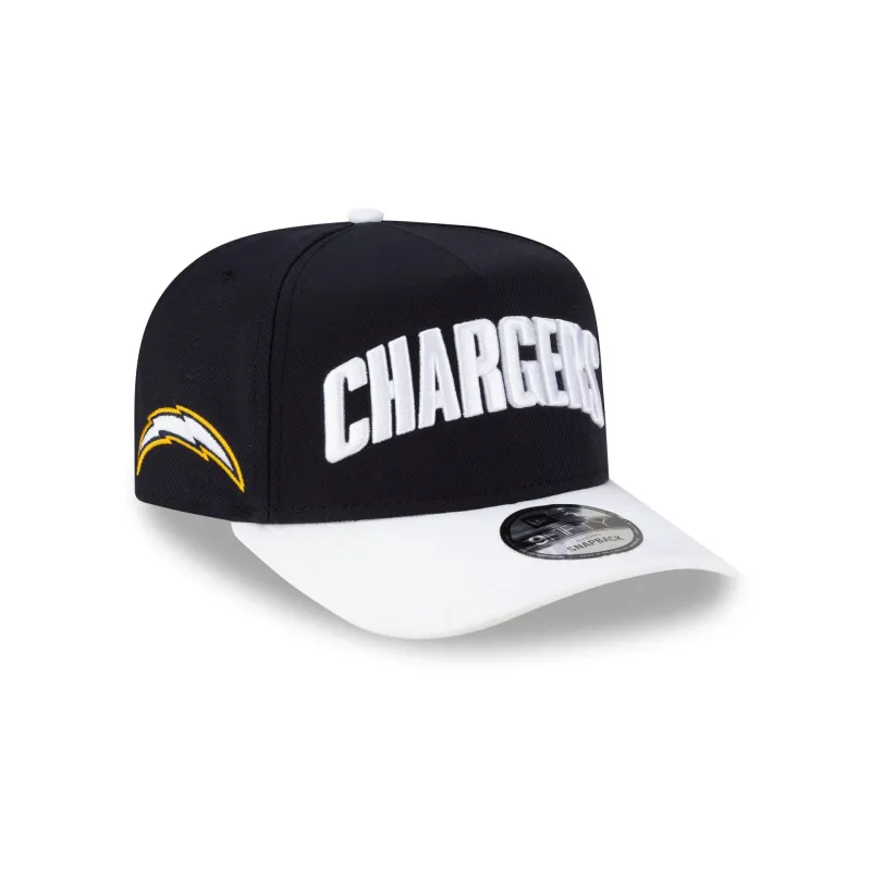 Los Angeles Chargers Wordmark Navy 9FIFTY A-Frame Snapback Hat sold by New Era