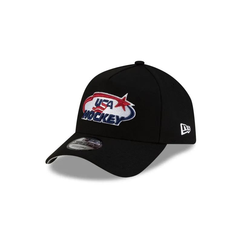 USA Hockey Black 9FORTY A-Frame Snapback Hat sold by New Era