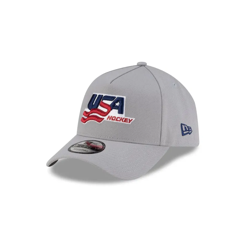 USA Hockey Gray 9FORTY A-Frame Snapback Hat sold by New Era