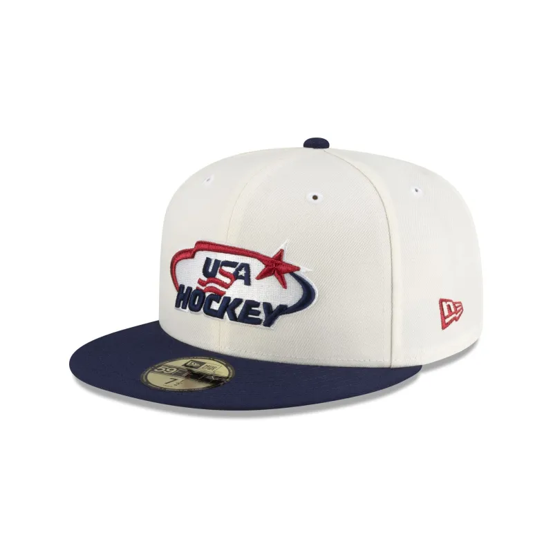 USA Hockey Chrome White 59FIFTY Fitted Hat sold by New Era