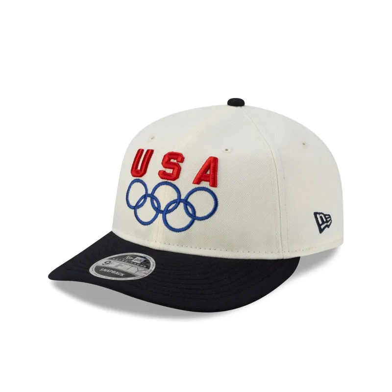 Team USA Chrome White Navy Retro Crown 9FIFTY Snapback Hat sold by New Era
