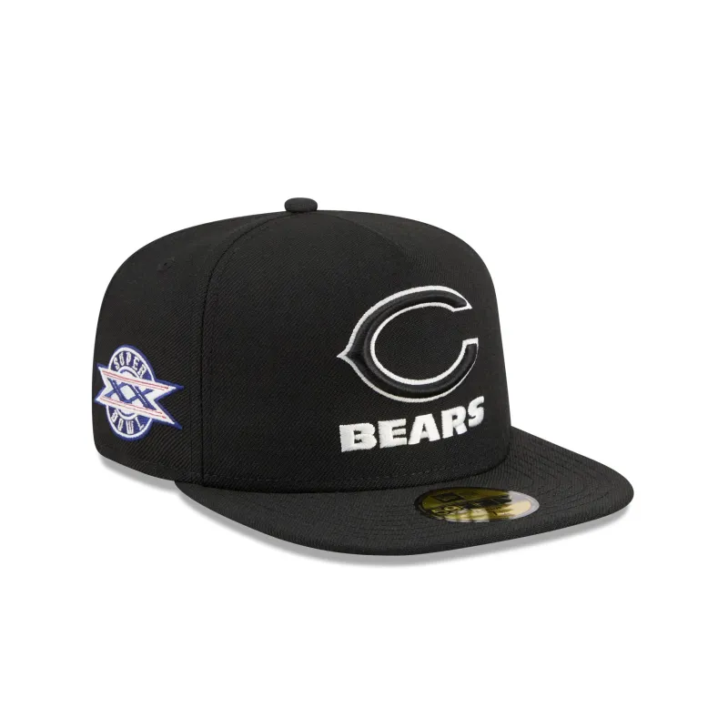 Just Caps Chiseled Logo Chicago Bears 59FIFTY A-Frame Fitted Hat sold by New Era