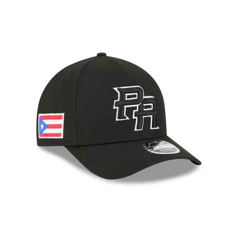 Puerto Rico World Baseball Classic Black and White 9FORTY M-Crown A-Frame Snapback Hat sold by New Era