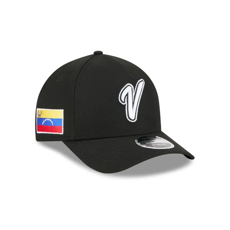 Venezuela World Baseball Classic Black and White 9FORTY M-Crown A-Frame Snapback Hat sold by New Era