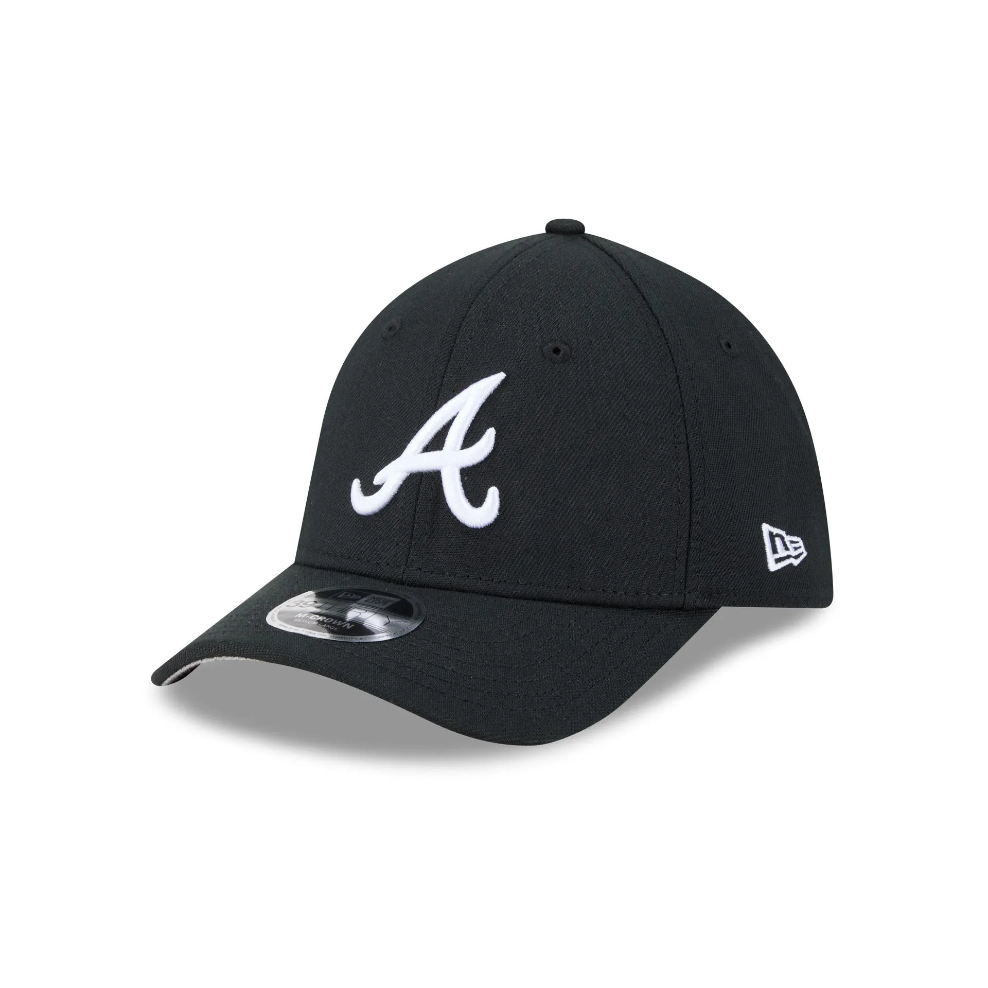 Atlanta Braves Black and White 39THIRTY M-Crown Stretch Fit Hat sold by New Era