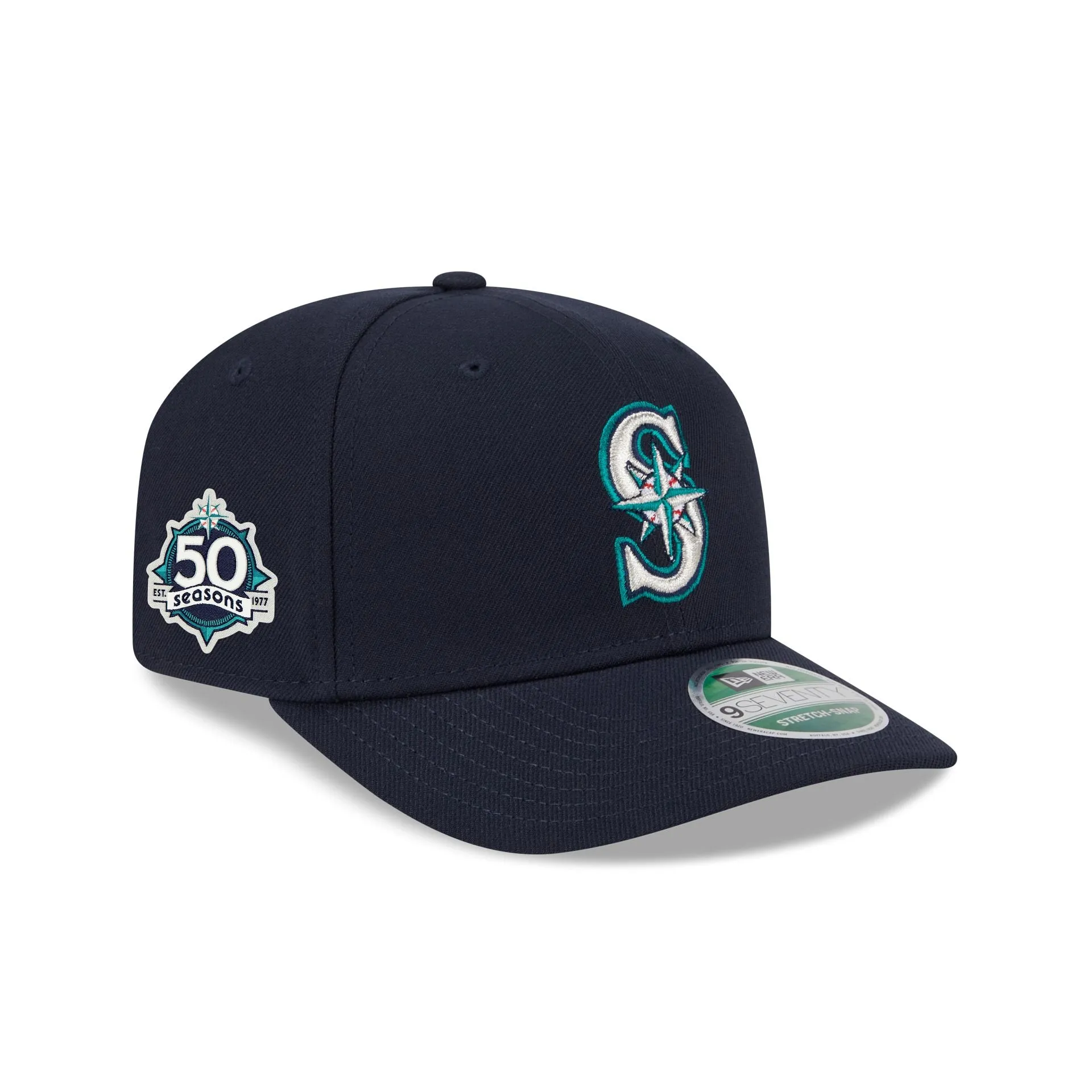 Seattle Mariners 50th Anniversary 9SEVENTY Stretch-Snap Hat sold by New Era