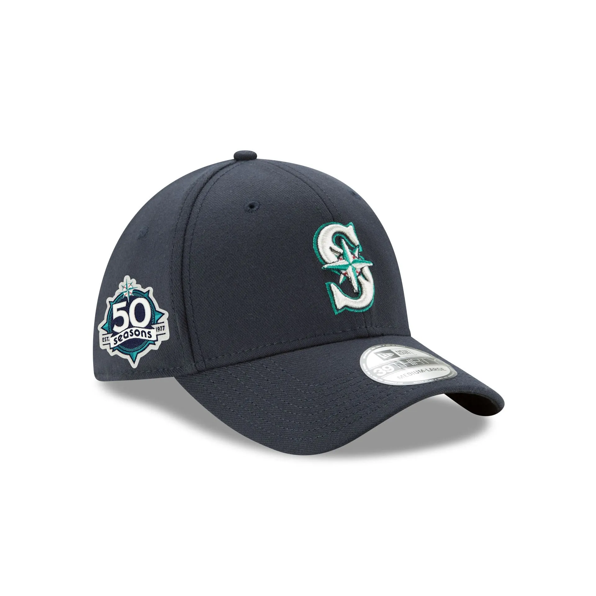 Seattle Mariners 50th Anniversary 39THIRTY Stretch Fit Hat sold by New Era