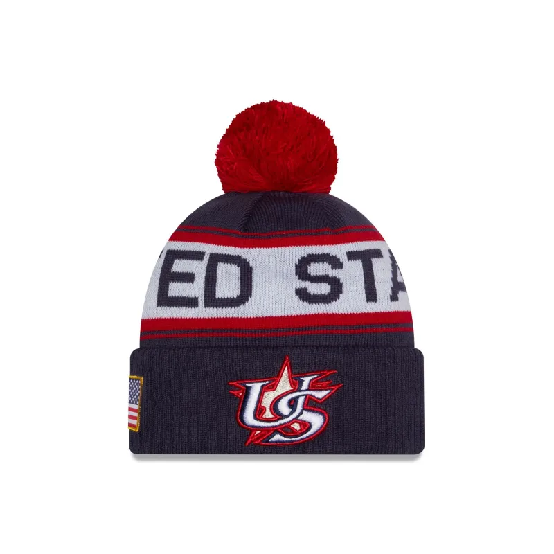 2026 World Baseball Classic USA Pom Knit Hat made by New Era