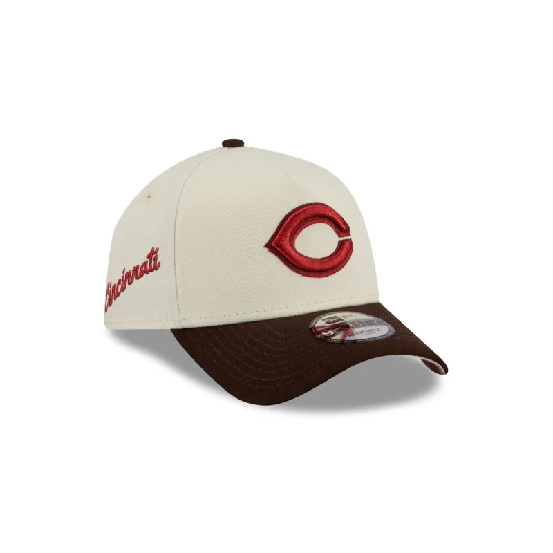 Cincinnati Reds City Script 9FORTY A-Frame Snapback Hat sold by New Era