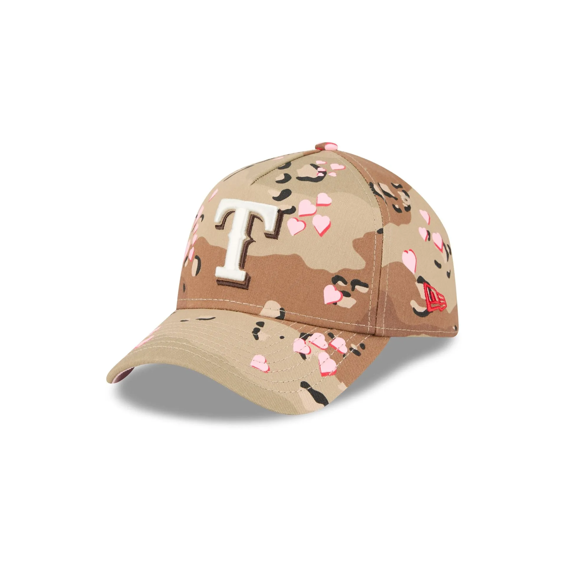 Texas Rangers Camo Hearts 9FORTY A-Frame Snapback Hat sold by New Era