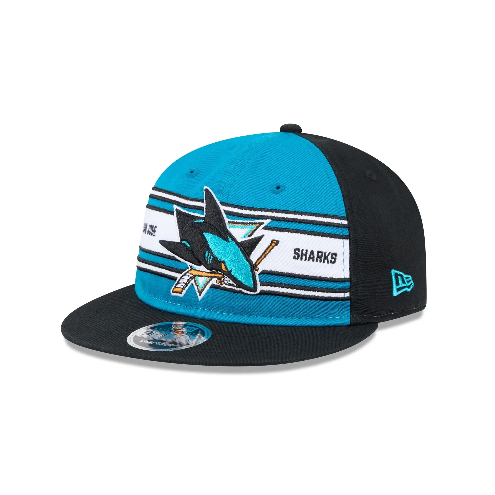 San Jose Sharks Team Stripes Retro Crown 9FIFTY Snapback Hat sold by New Era