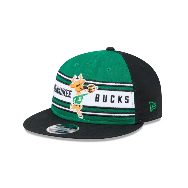 Milwaukee Bucks Team Stripes Retro Crown 9FIFTY Snapback Hat sold by New Era