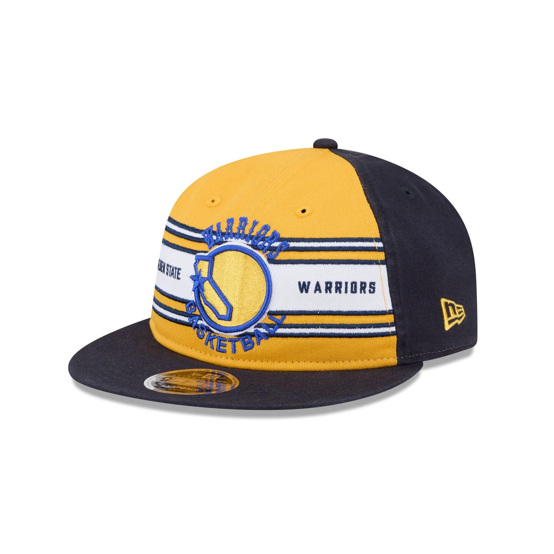 Golden State Warriors Team Stripes Retro Crown 9FIFTY Snapback Hat sold by New Era