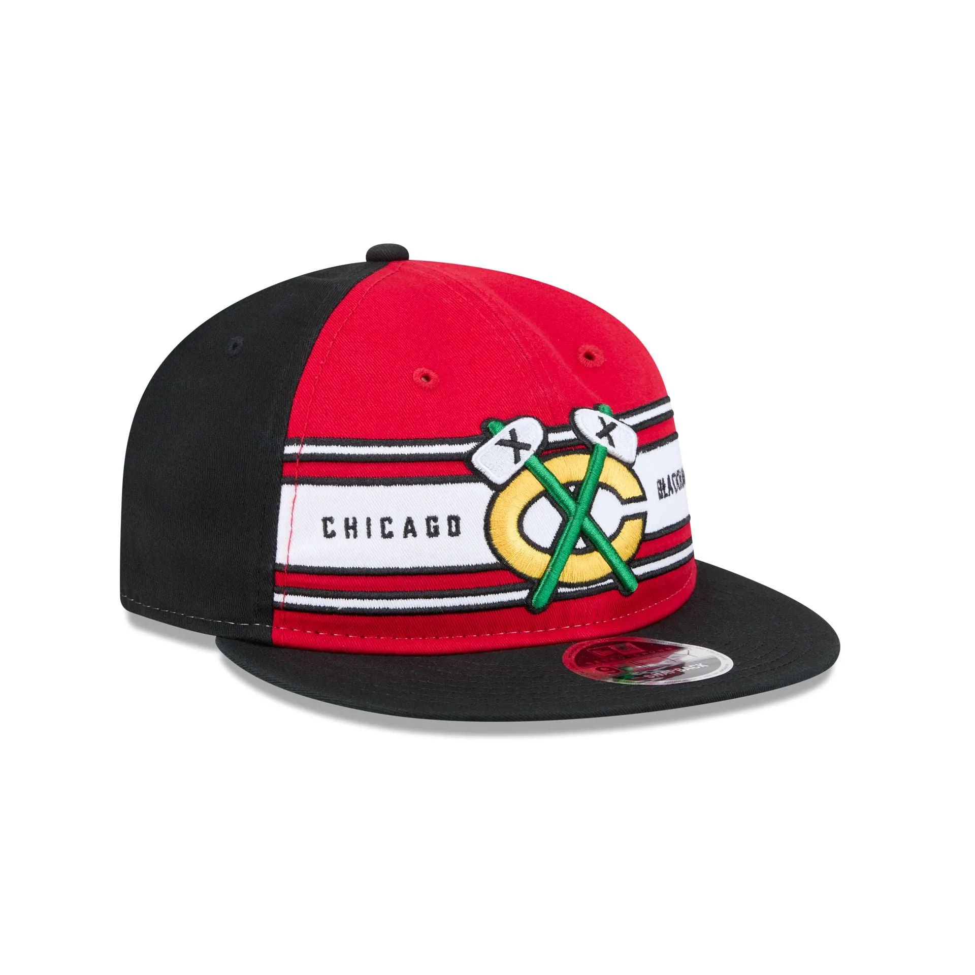 Chicago Blackhawks Team Stripes Retro Crown 9FIFTY Snapback Hat sold by New Era product image thumbnail 3