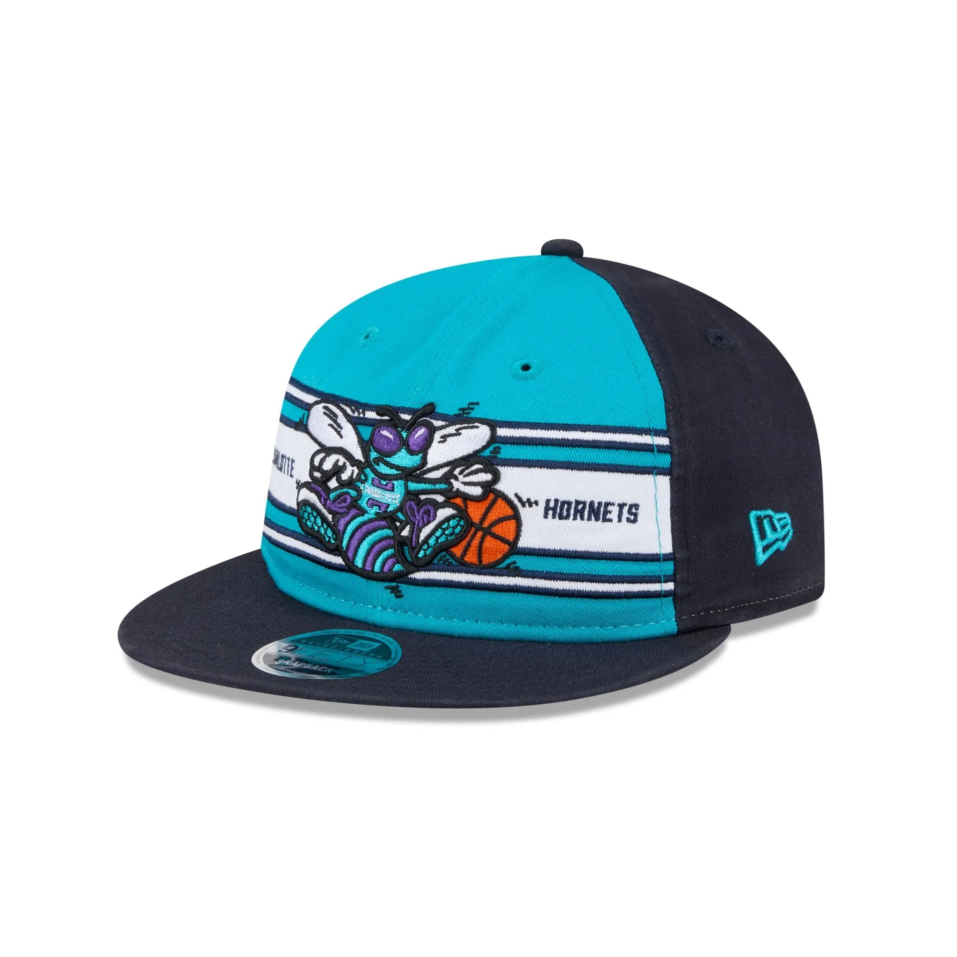 Charlotte Hornets Team Stripes Retro Crown 9FIFTY Snapback Hat sold by New Era