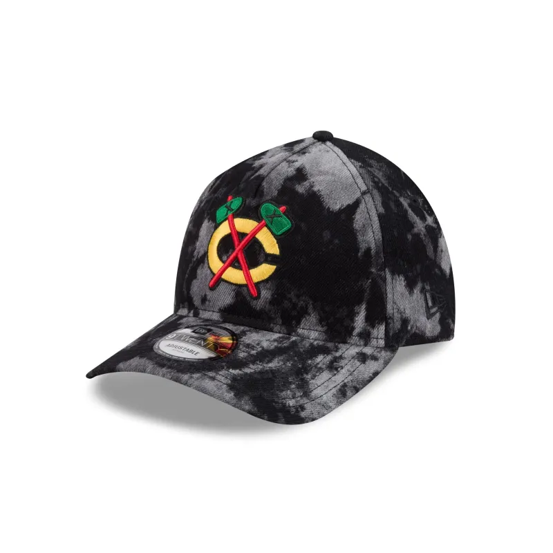 Chicago Blackhawks Bleached Denim 9TWENTY A-Frame Adjustable Hat made by New Era