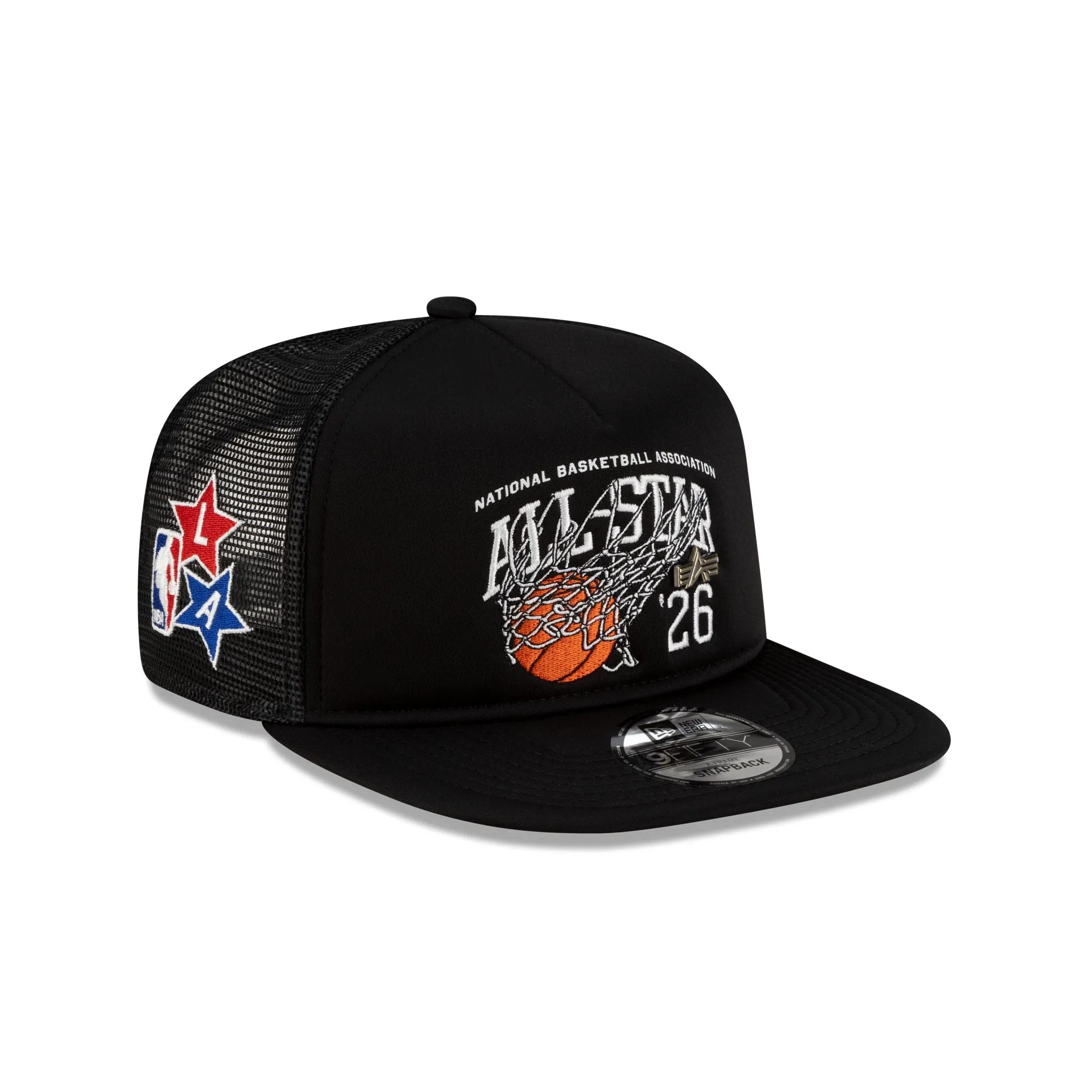 Alpha Industries 2026 NBA All-Star Game Black 9FIFTY A-Frame Trucker Hat sold by New Era