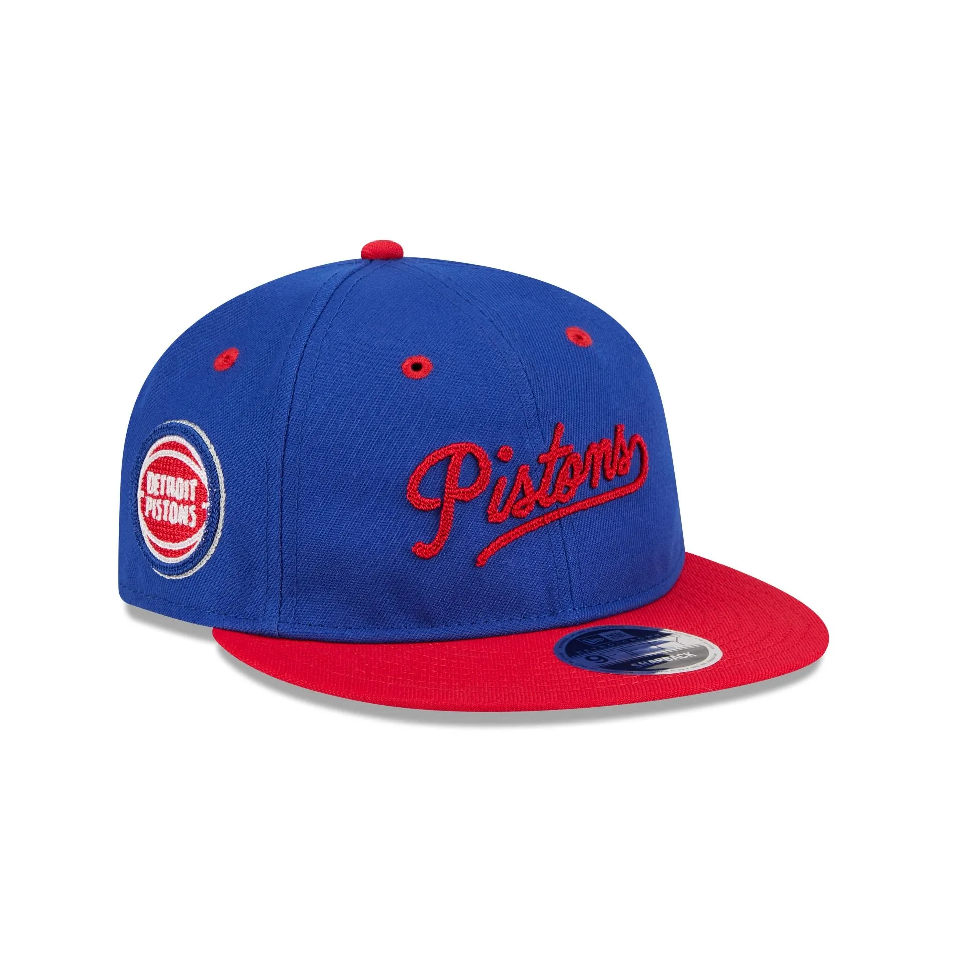 Detroit Pistons Chainstitch Script Retro Crown 9FIFTY Snapback Hat sold by New Era