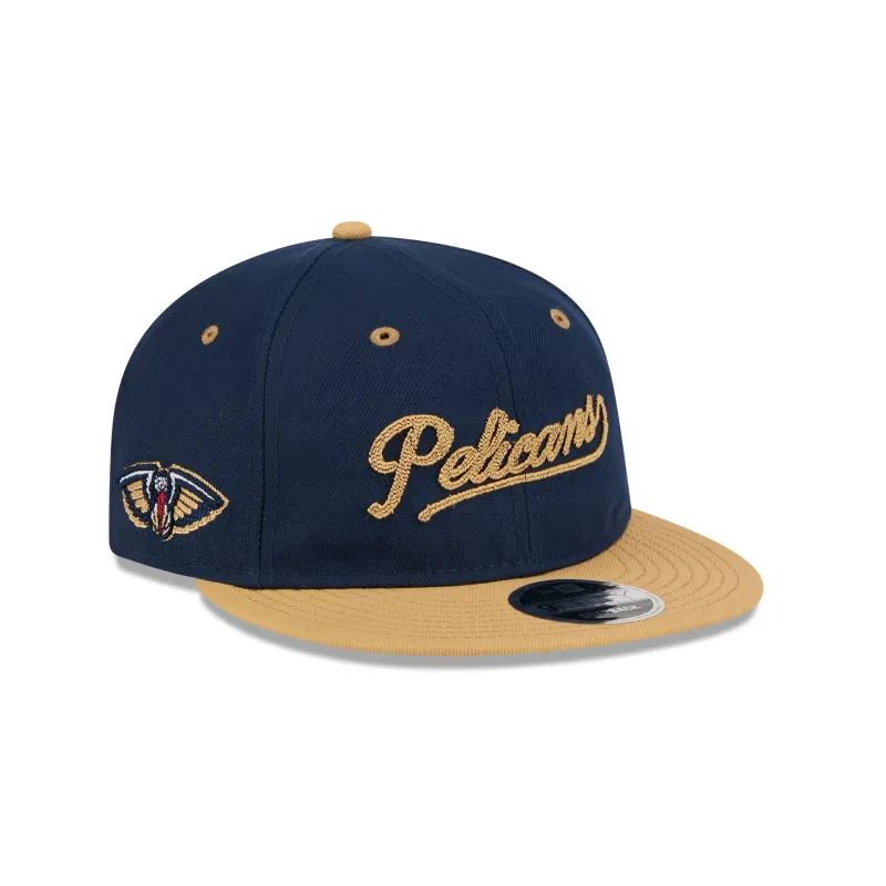 New Orleans Pelicans Chainstitch Script Retro Crown 9FIFTY Snapback Hat sold by New Era