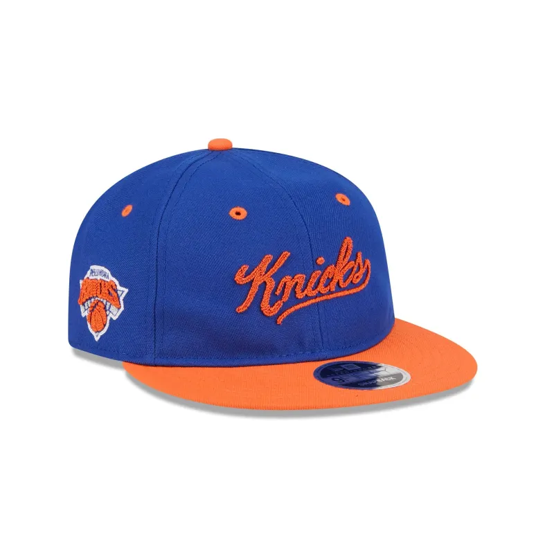 New York Knicks Chainstitch Script Retro Crown 9FIFTY Snapback Hat sold by New Era