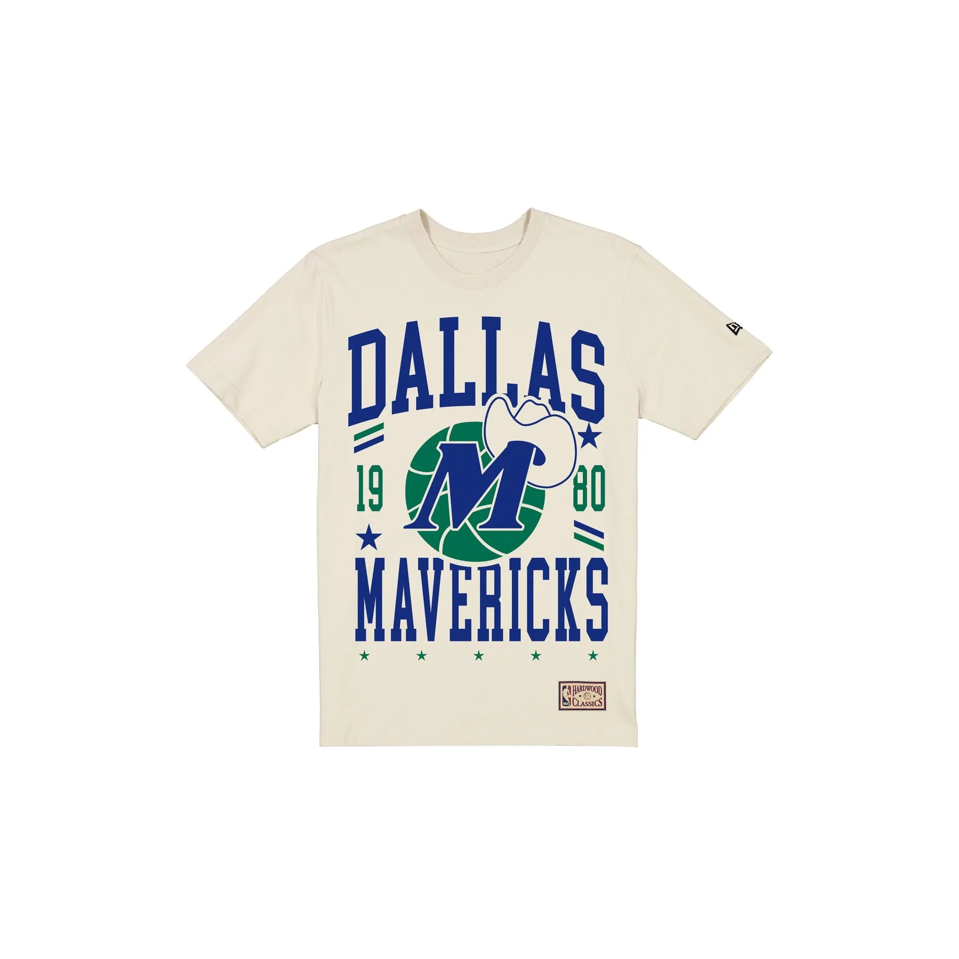 Dallas Mavericks 1980-2000 Hardwood Classics Chrome White T-Shirt sold by New Era