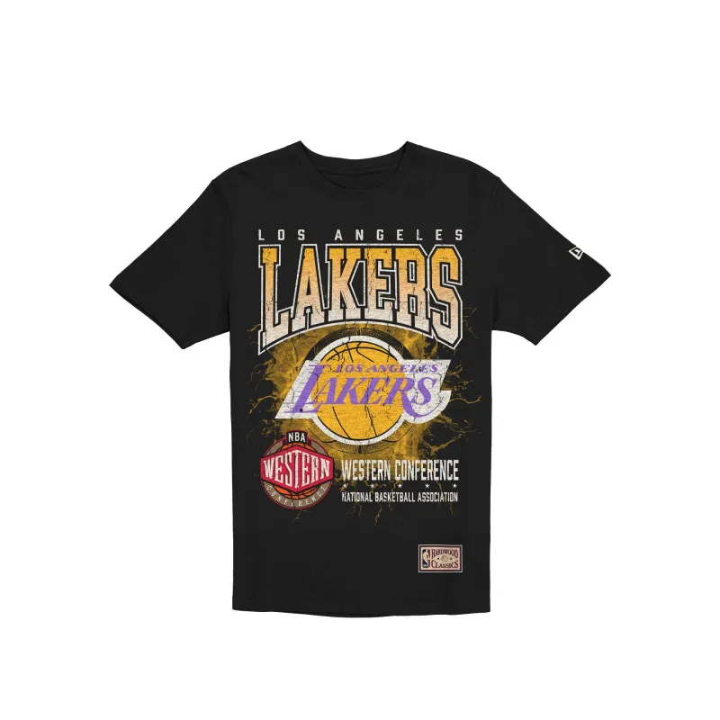 Los Angeles Lakers 1976-2000 Hardwood Classics Black T-Shirt sold by New Era