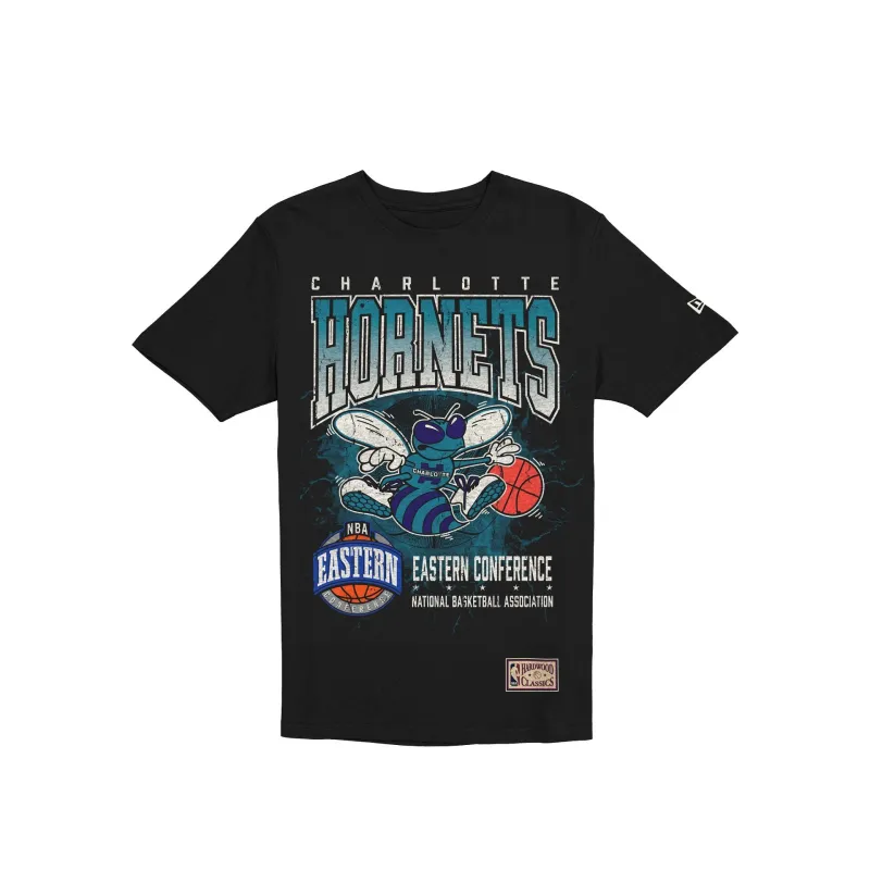 Charlotte Hornets 1988-2002 Hardwood Classics Black T-Shirt sold by New Era