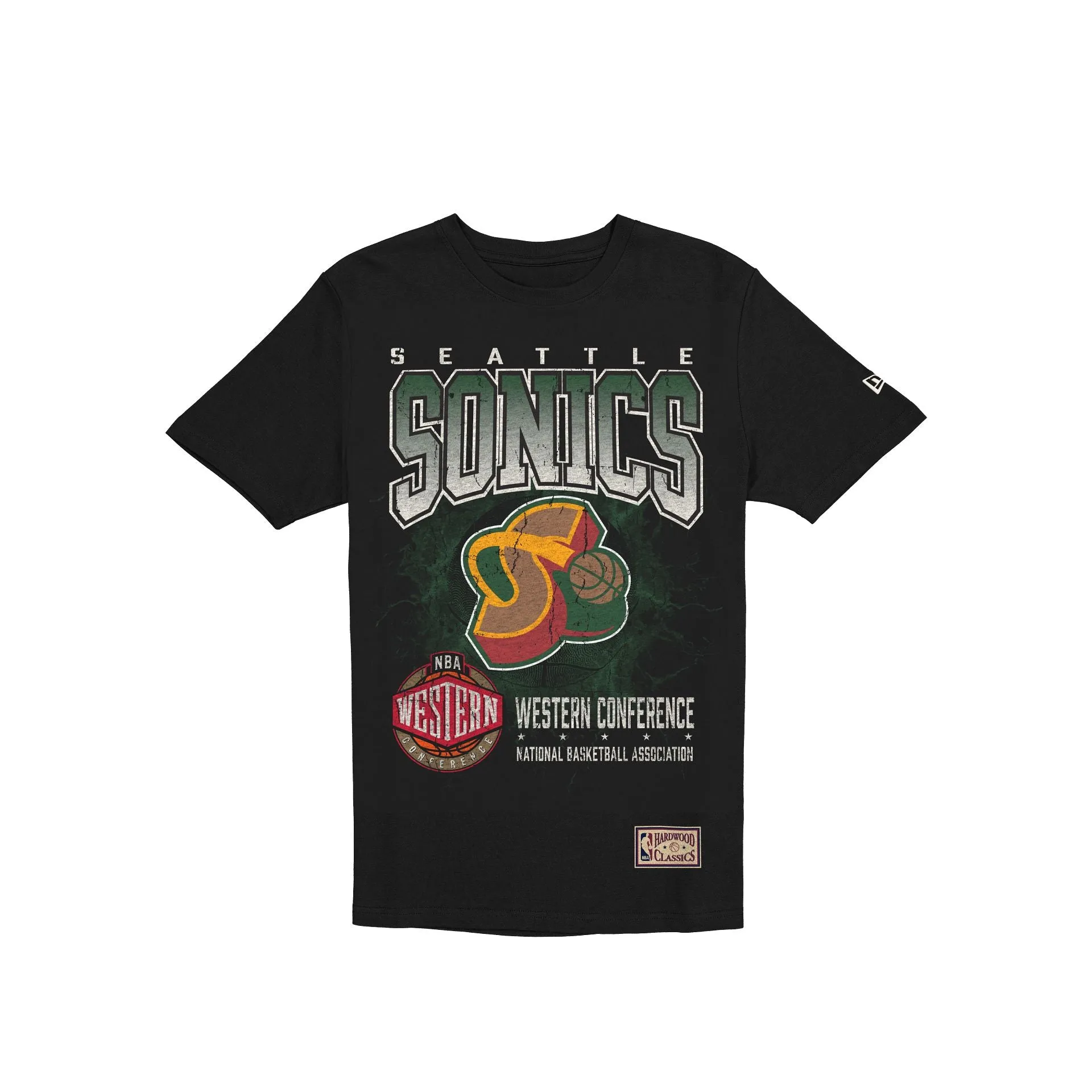 Seattle Supersonics 1975-1995 Hardwood Classics Black T-Shirt sold by New Era
