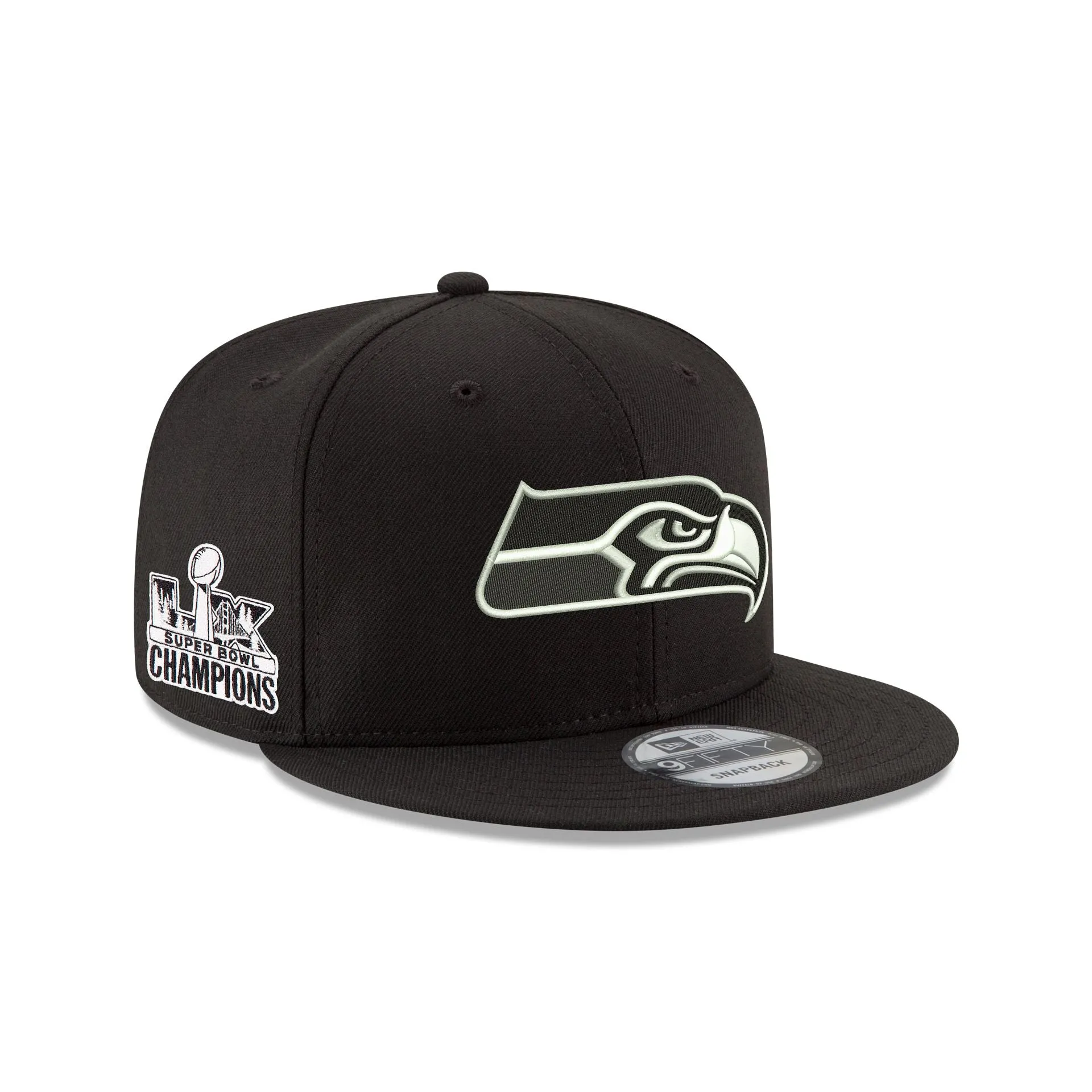 Seattle Seahawks Super Bowl LX Champions Sidepatch Black 9FIFTY Snapback Hat sold by New Era