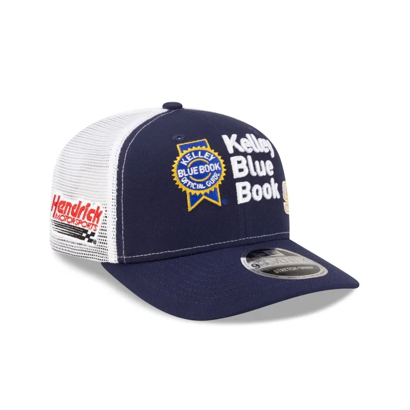 Hendrick Motorsports 2026 Chase Elliott Kelley Blue Book Partner 9SEVENTY Trucker Hat made by New Era