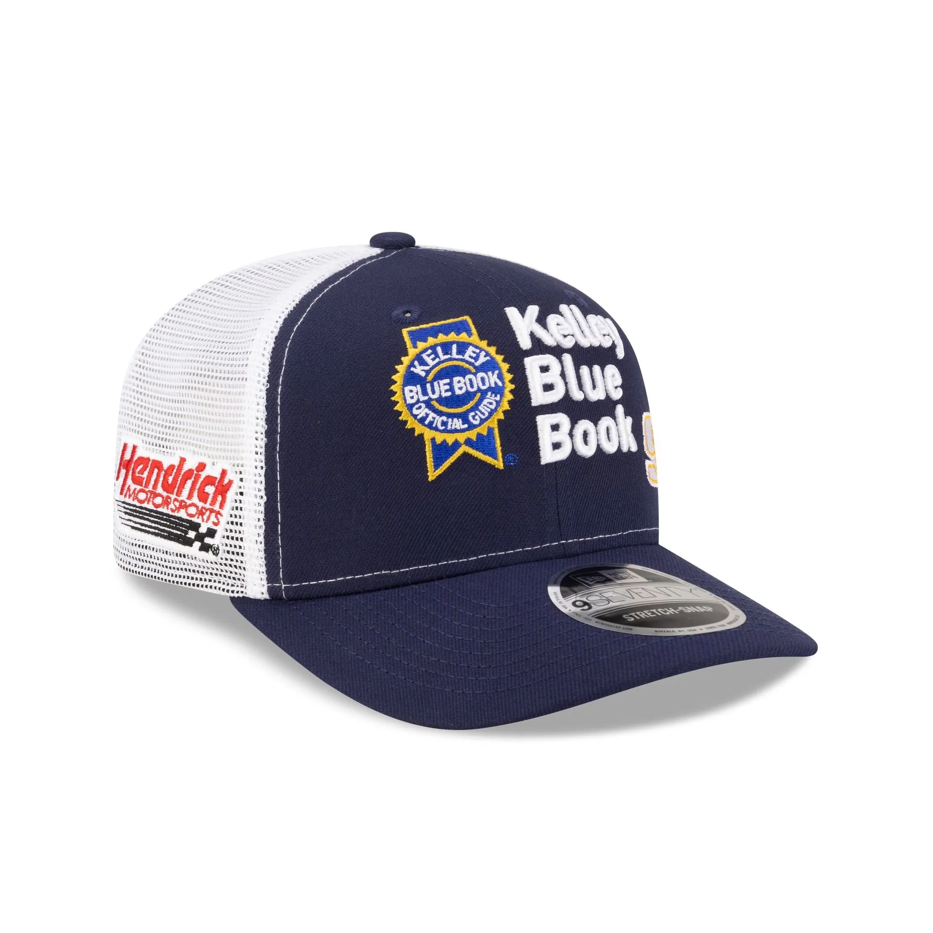 Hendrick Motorsports 2026 Chase Elliott Kelley Blue Book Partner 9SEVENTY Trucker Hat sold by New Era
