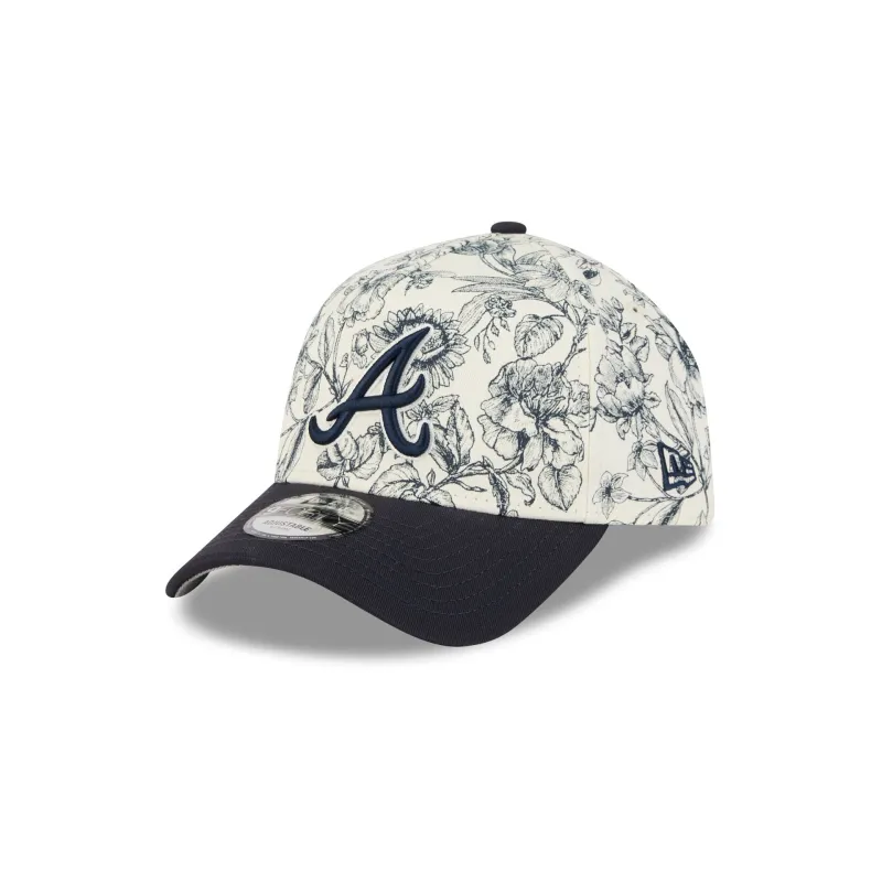 Atlanta Braves Spring Floral Navy 9FORTY A-Frame Snapback Hat sold by New Era