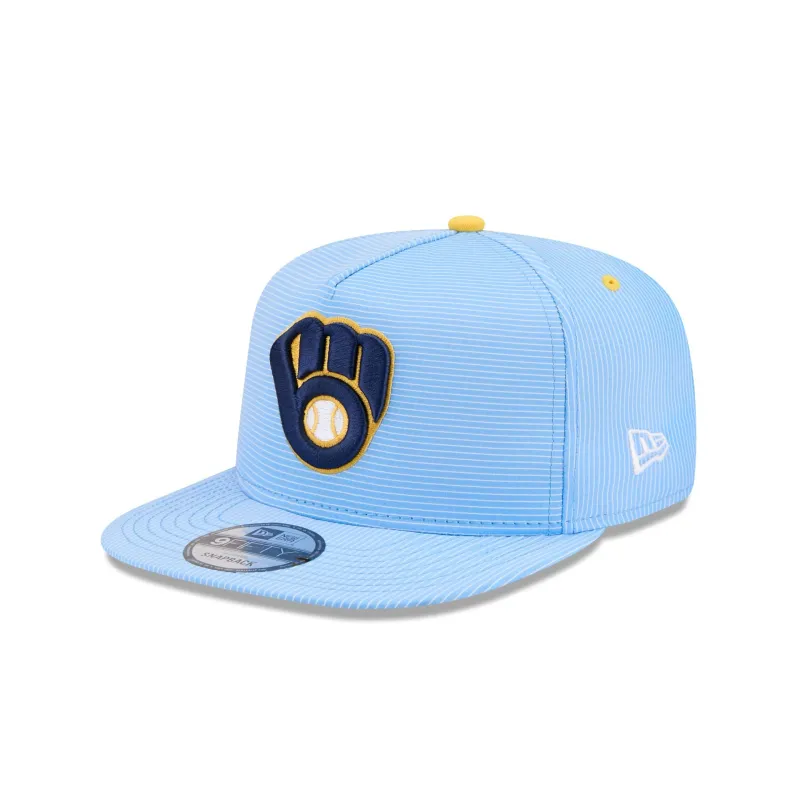 Milwaukee Brewers Pinstripe Ripstop 9FIFTY A-Frame Snapback Hat made by New Era