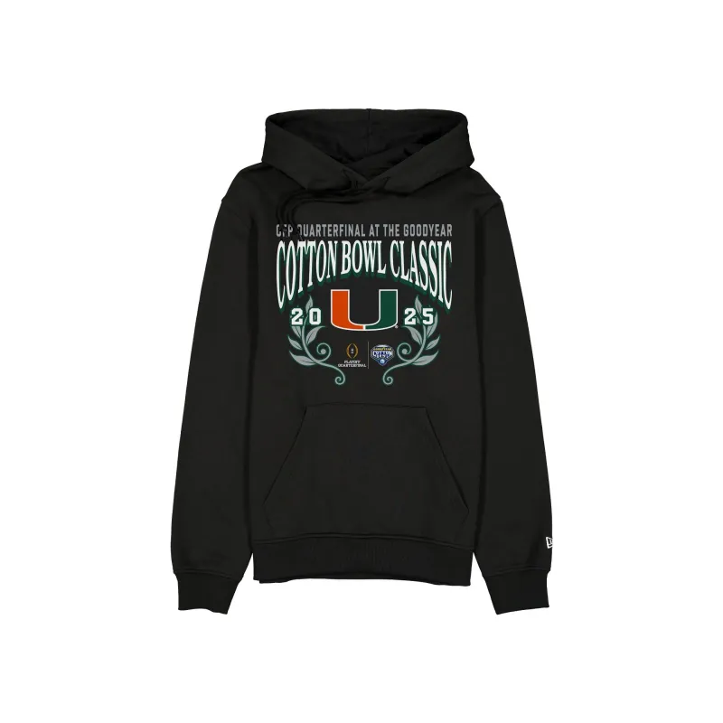 Miami Hurricanes 2026 Cotton Bowl Classic Black Hoodie sold by New Era