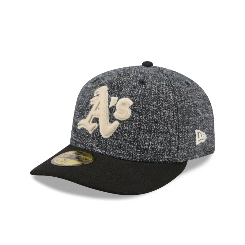 Athletics Three Looms Tweedy Cotton Black 59FIFTY Fitted Hat sold by New Era