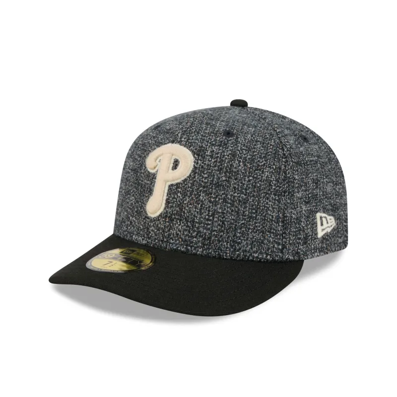 Philadelphia Phillies Three Looms Tweedy Cotton Black 59FIFTY Fitted Hat sold by New Era