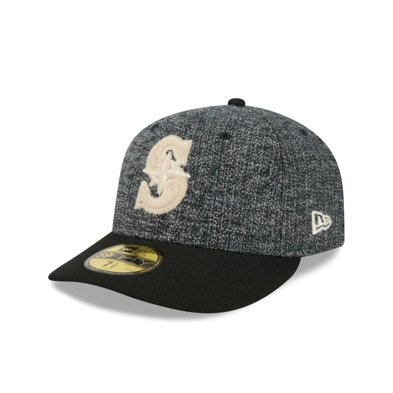 Seattle Mariners Three Looms Tweedy Cotton Black 59FIFTY Fitted Hat made by New Era