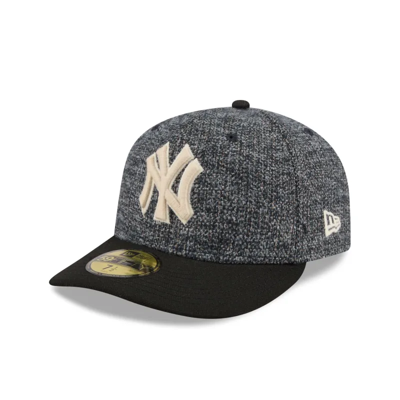 New York Yankees Three Looms Tweedy Cotton Black 59FIFTY Fitted Hat sold by New Era