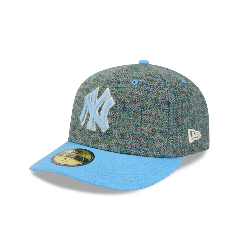 New York Yankees Three Looms Tweedy Cotton Radiant Blue 59FIFTY Fitted Hat sold by New Era
