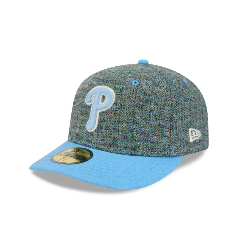 Philadelphia Phillies Three Looms Tweedy Cotton Radiant Blue 59FIFTY Fitted Hat sold by New Era