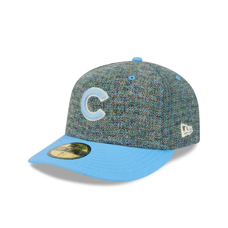 Chicago Cubs Three Looms Tweedy Cotton Radiant Blue 59FIFTY Fitted Hat sold by New Era