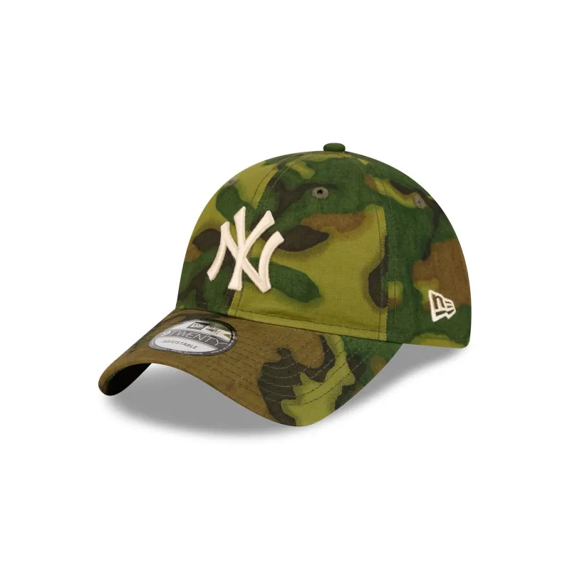 New York Yankees Three Looms Ripstop Camo 9TWENTY Adjustable Hat sold by New Era