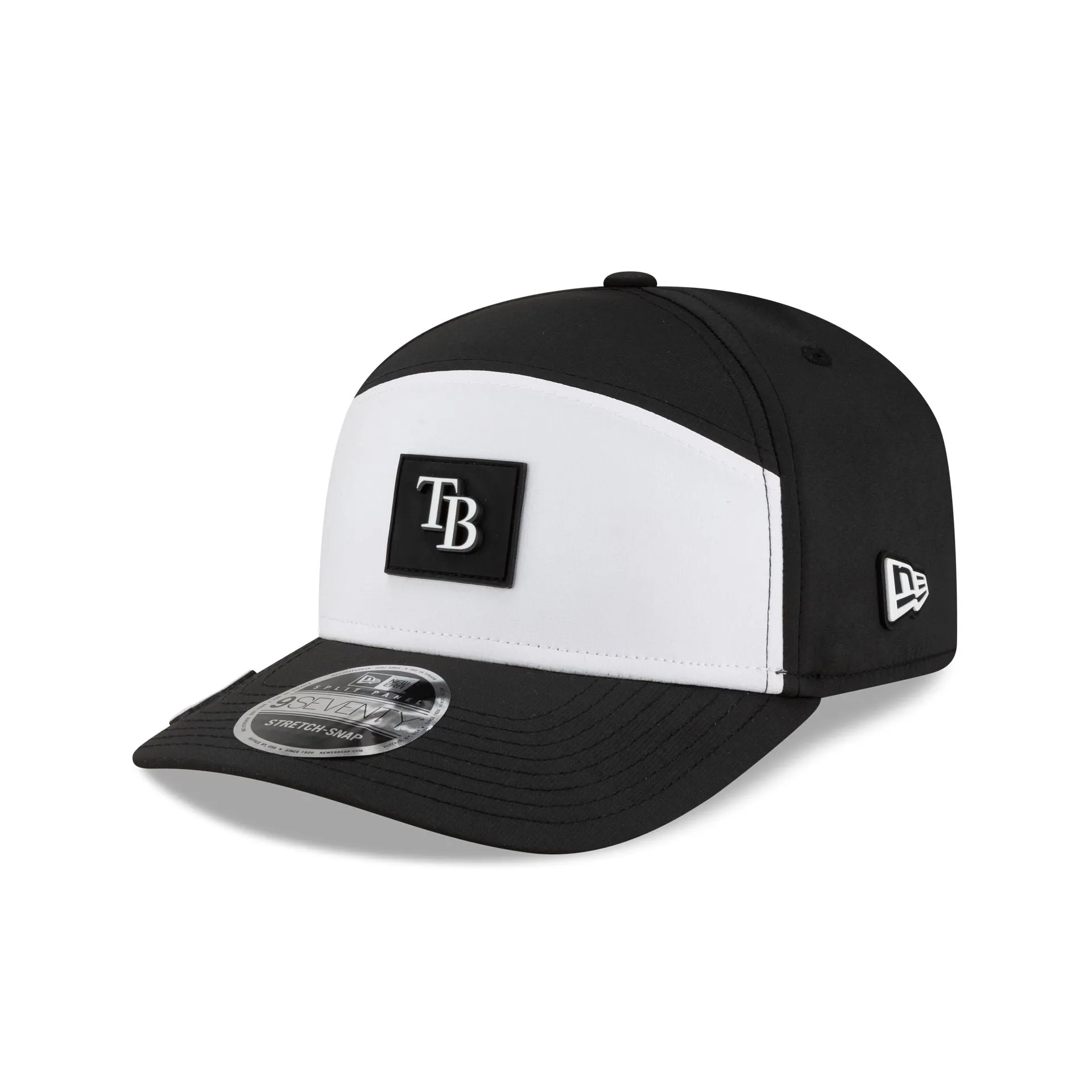 Tampa Bay Rays 2026 Clubhouse Black & White Split Panel 9SEVENTY Stretch-Snap Hat sold by New Era product image thumbnail 3